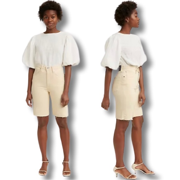 Levi's® Made & Crafted® COLUMN WOMEN'S SHORTS Soleil White Pinstripe - Picture 9 of 15